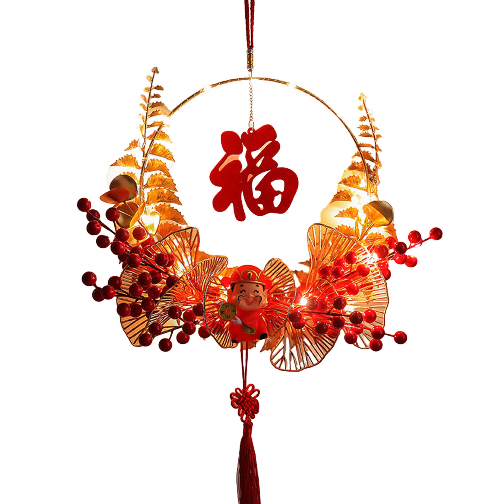Washranp 2024 Chinese New Year Decorations,Traditional Red Fu Character God of Wealth Decor Tassel Pendant Hanging for Home Office Car Tree Ornaments
